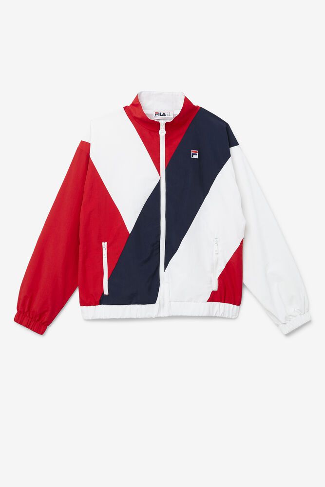 Fila Jacket Ishani Windbreaker Womens Red/White/Navy - India JDX-487591